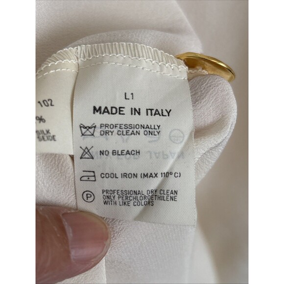 EUC VTG Marina Rinaldi 100% Silk Button Shirt Womens Ivory Size 29 XL Sz 20 - Picture 9 of 11